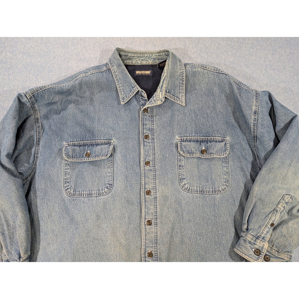 Wolverine Fleece Lined Denim Jacket Blue Mens 3XL Heavyweight Workwear Shacket